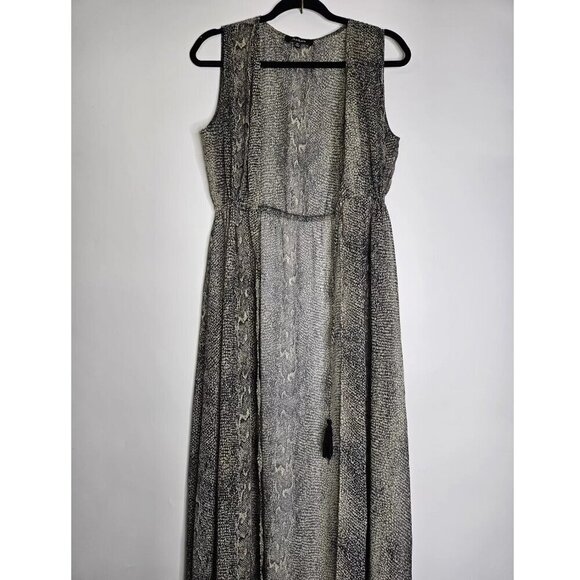 Aakaa Womens Duster Kimono Animal Print Long Size M Sheer - Picture 1 of 6